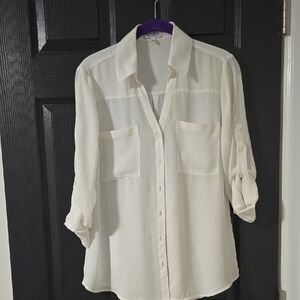 Express White/Cream Button-Front Portifino Shirt